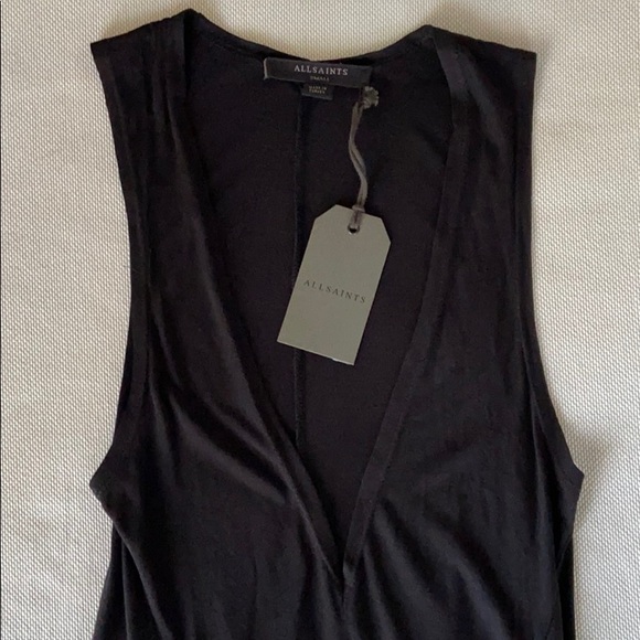 NWT All Saints Black Elke Tie-waist Maxi Dress - Picture 7 of 9